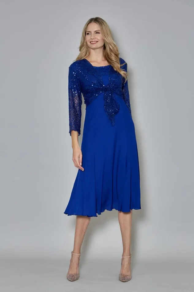 Women Royal Blue Julianna Sequin Embellished Shrug Roman Knitwear