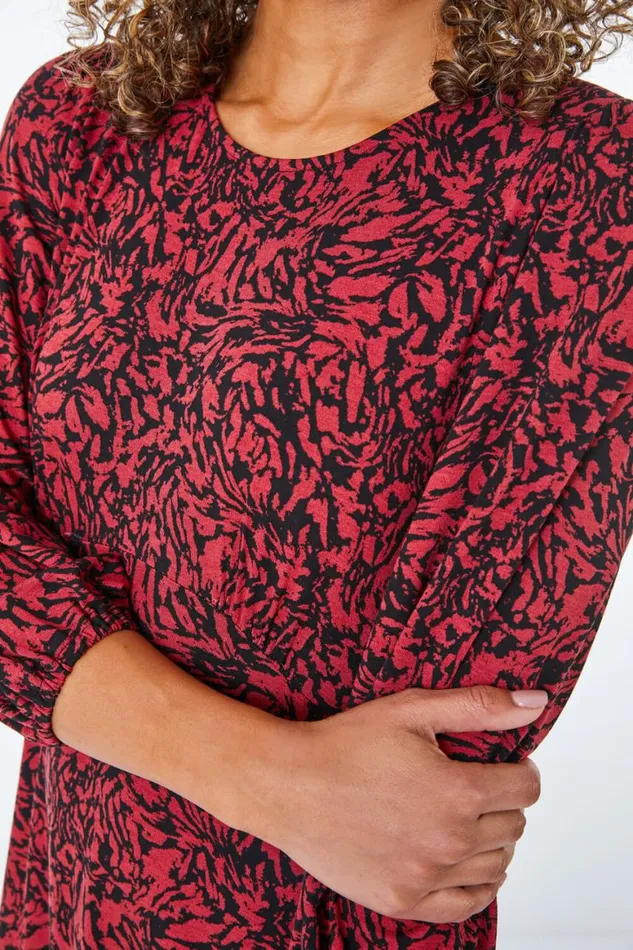 Women Rust Petite Floral Print Stretch Midi Dress Roman Dresses