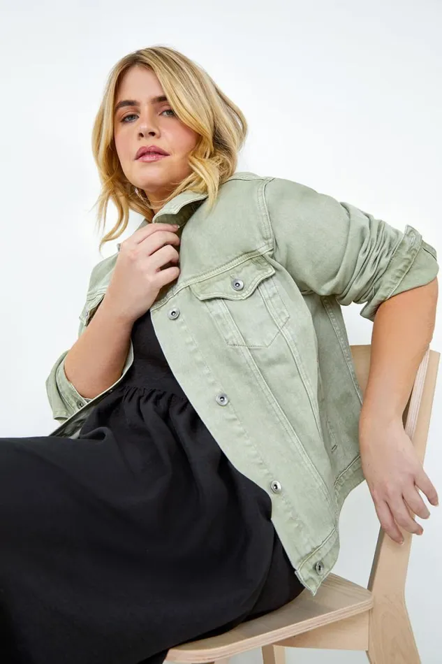 Women Sage Curve Cotton Denim Jacket Roman Jackets