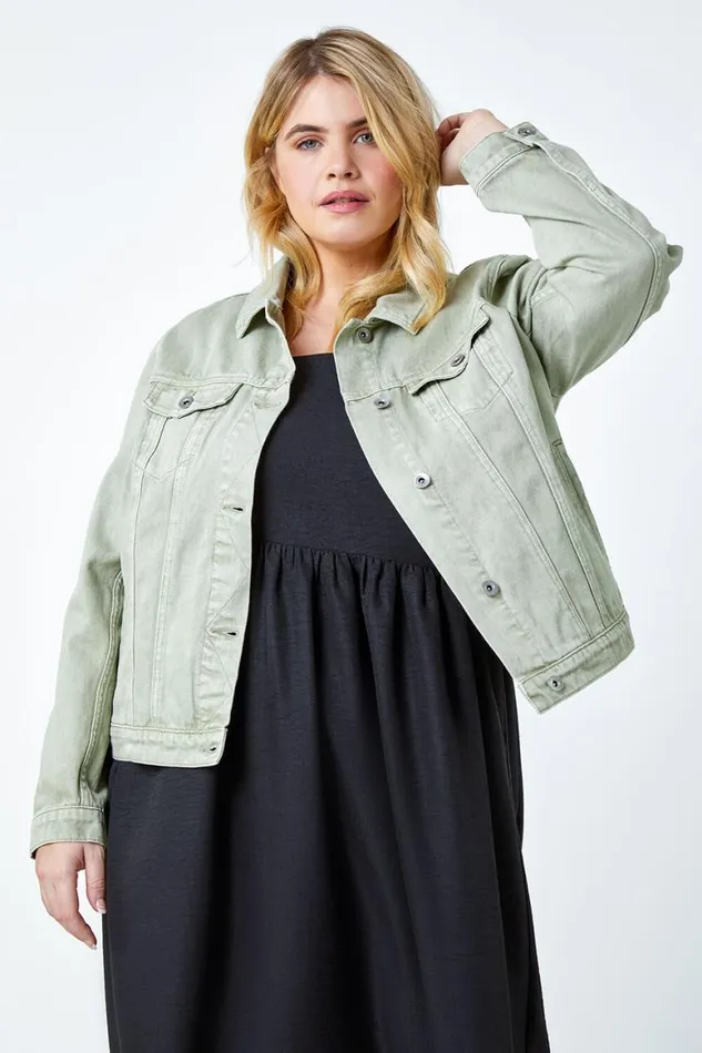 Women Sage Curve Cotton Denim Jacket Roman Jackets