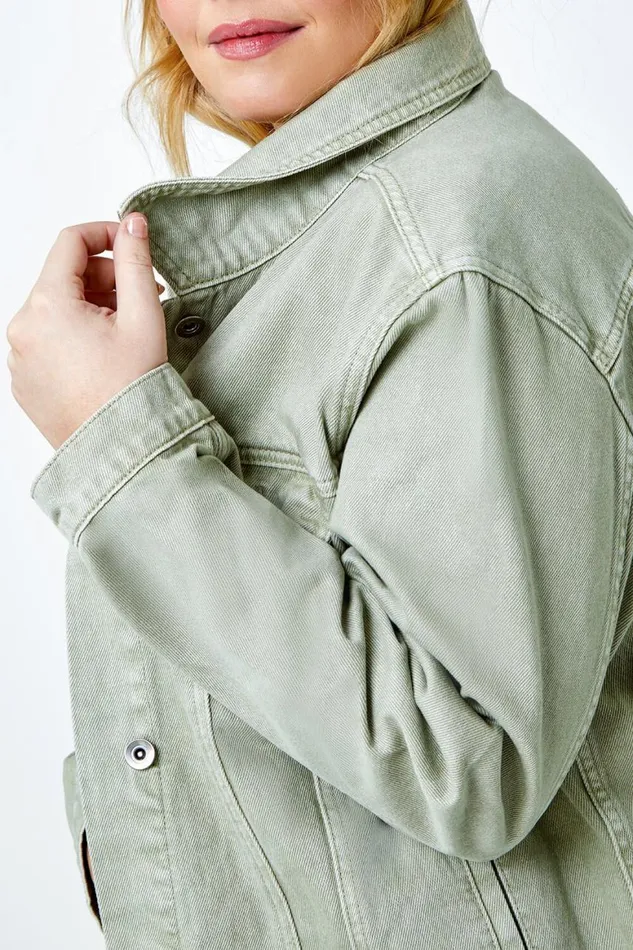Women Sage Curve Cotton Denim Jacket Roman Jackets