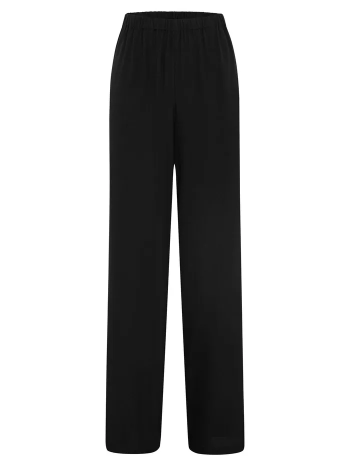 Women SAINT 8211 Silk Elastic Waist Pant In Black The UNDONE Pants