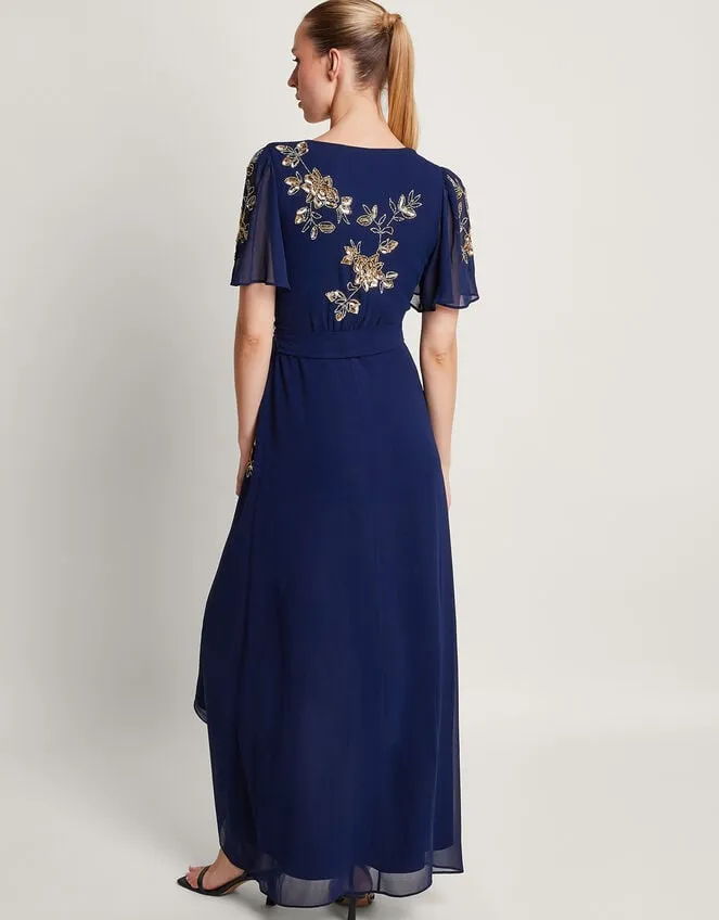 Women Sarah Embellished Wrap Dress Blue Monsoon Occasionwear