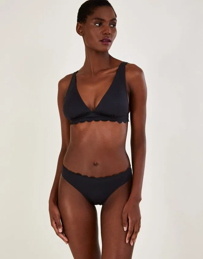 Women Scallop Edge Plain Bikini Bottoms With Recycled Polyester Black Monsoon Beachwear and Swimwear Women Scallop Edge Plain Bikini Bottoms With Recycled Polyester Black Monsoon Beachwear and Swimwear