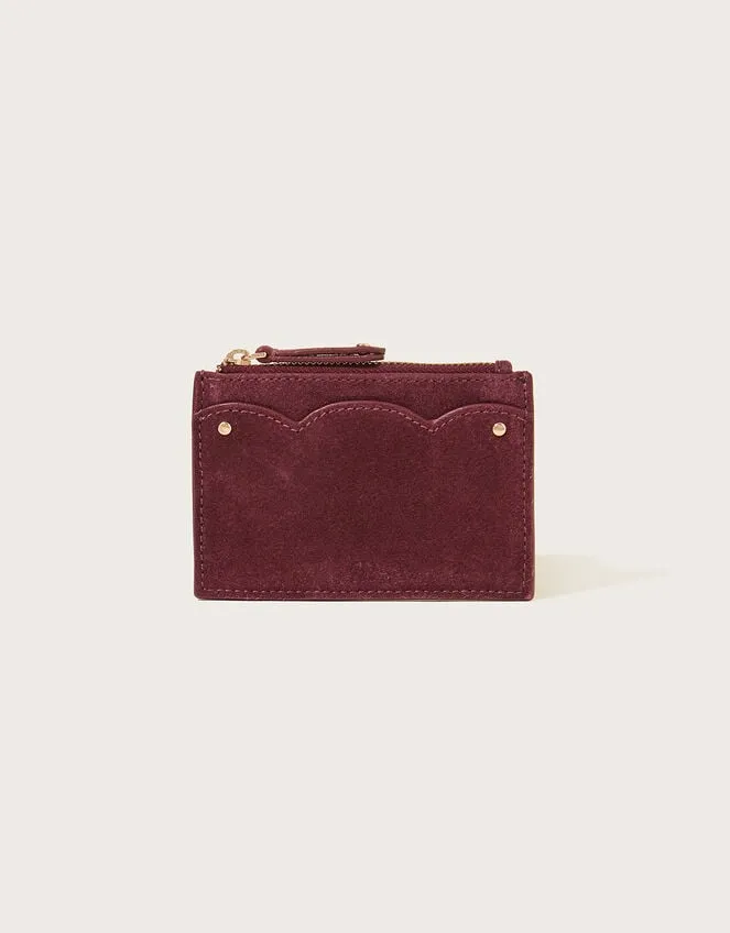 Women Scallop Suede Card Holder Monsoon Bags and Purses