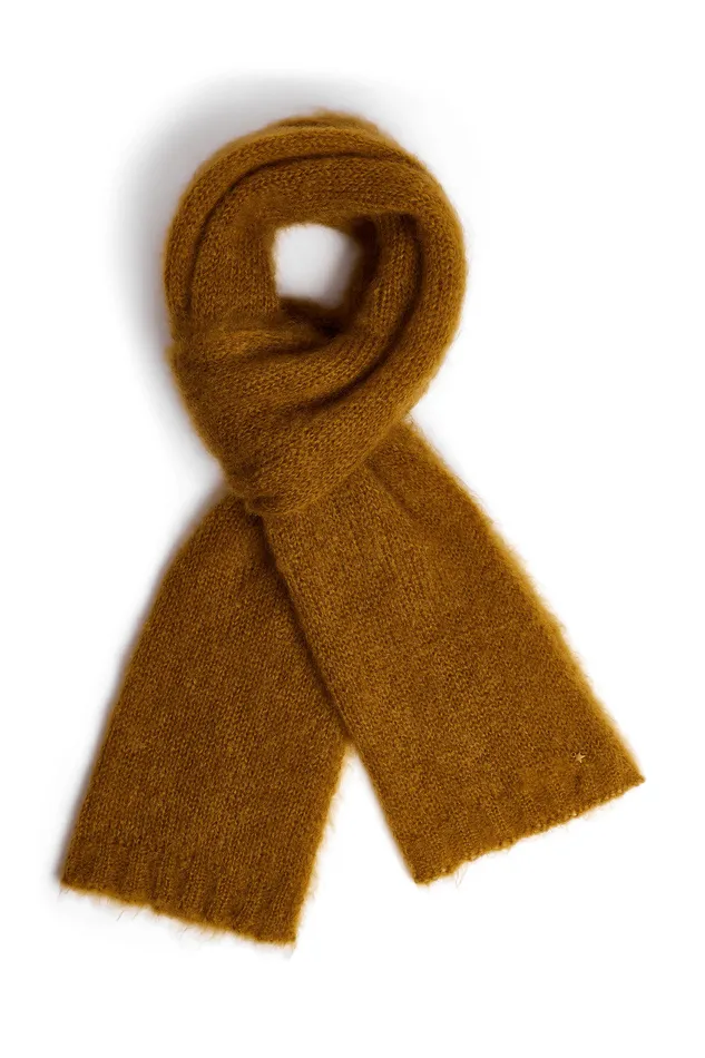 Women Scarf Charlette Erable charpe Mohair Jaune Ocre Des Petits Hauts Scarves and Beanies