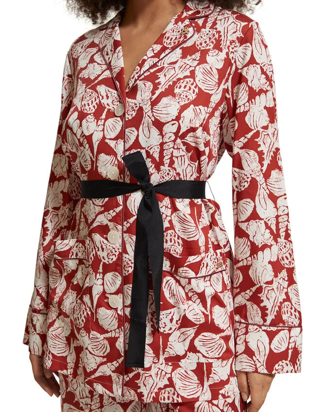 Women Scotch And Soda Shell Print Tie Top Red Monsoon Jackets