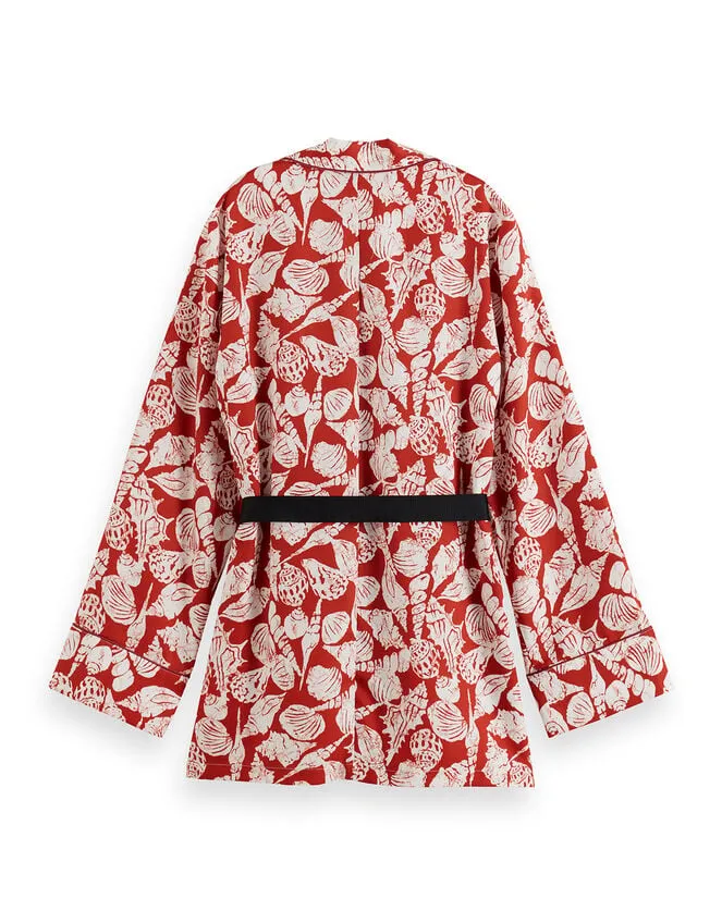Women Scotch And Soda Shell Print Tie Top Red Monsoon Jackets