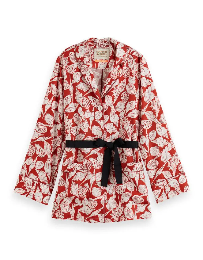 Women Scotch And Soda Shell Print Tie Top Red Monsoon Jackets