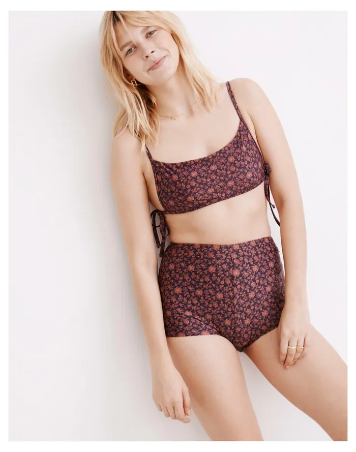 Women Second Wave Bikini Shorts Bottom In Orchard Floral Warm Violet Madewell Swim