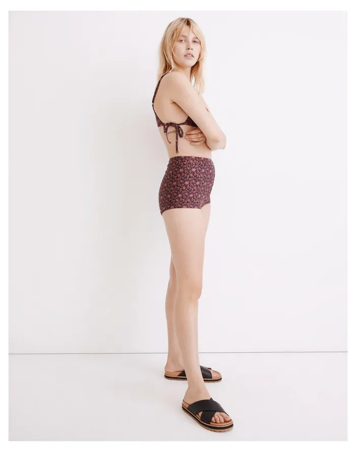 Women Second Wave Bikini Shorts Bottom In Orchard Floral Warm Violet Madewell Swim Women Second Wave Bikini Shorts Bottom In Orchard Floral Warm Violet Madewell Swim
