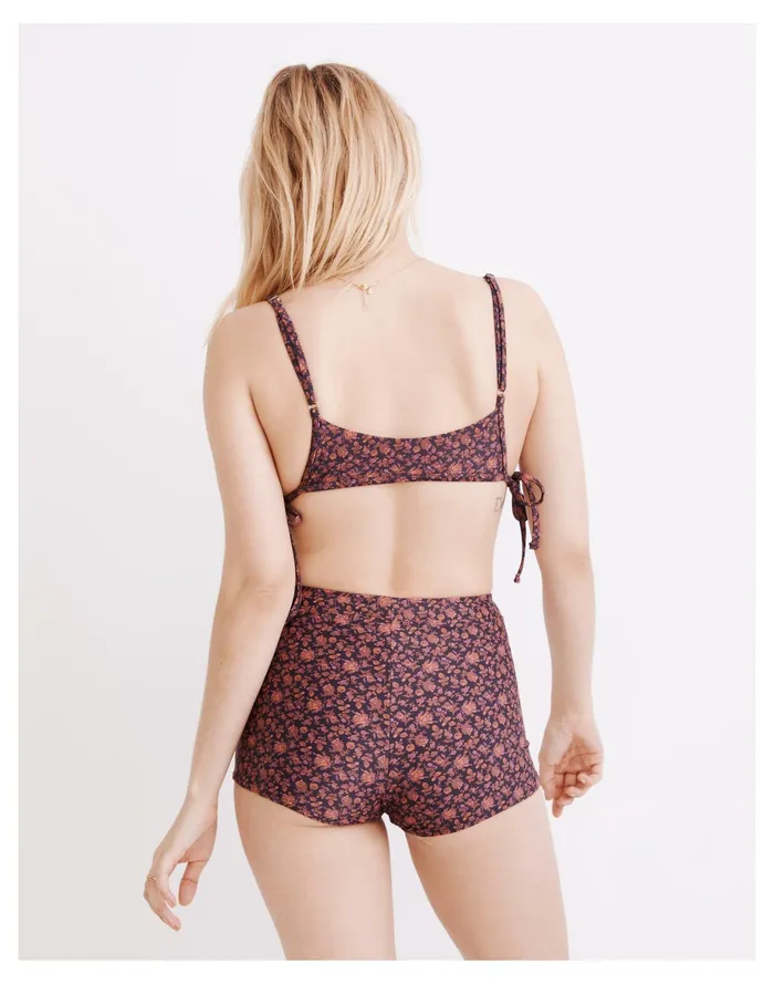 Women Second Wave Bikini Shorts Bottom In Orchard Floral Warm Violet Madewell Swim Women Second Wave Bikini Shorts Bottom In Orchard Floral Warm Violet Madewell Swim