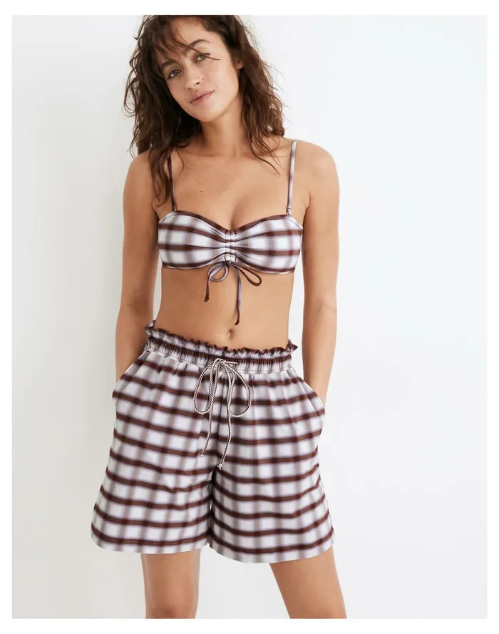 Women Second Wave Board Shorts In Peralta Plaid Pair Plaid Stained Mahogany Madewell Swim Women Second Wave Board Shorts In Peralta Plaid Pair Plaid Stained Mahogany Madewell Swim