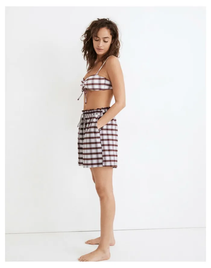 Women Second Wave Board Shorts In Peralta Plaid Pair Plaid Stained Mahogany Madewell Swim Women Second Wave Board Shorts In Peralta Plaid Pair Plaid Stained Mahogany Madewell Swim