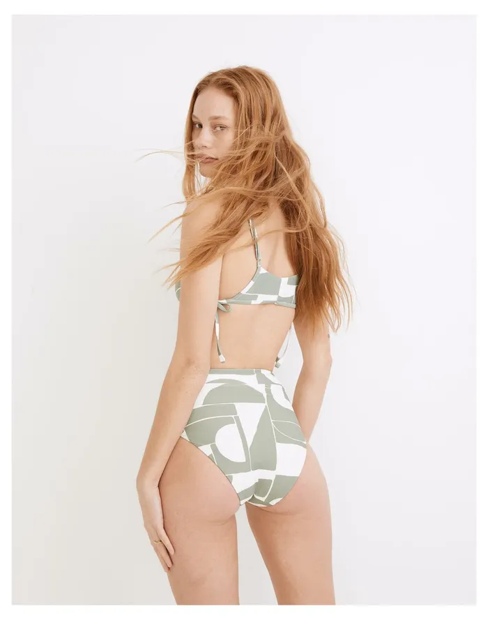 Women Second Wave High Cut Bikini Bottom In Mod Shapes Frosted Willow Madewell Swim Women Second Wave High Cut Bikini Bottom In Mod Shapes Frosted Willow Madewell Swim