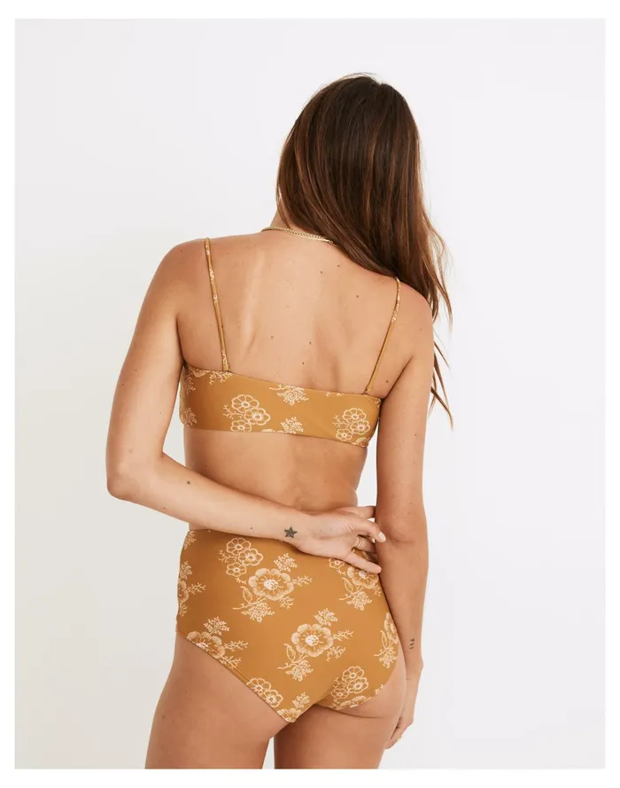 Women Second Wave Spaghetti Strap Bandeau Bikini Top In Letterpress Floral Antique Gold Madewell Swim Women Second Wave Spaghetti Strap Bandeau Bikini Top In Letterpress Floral Antique Gold Madewell Swim