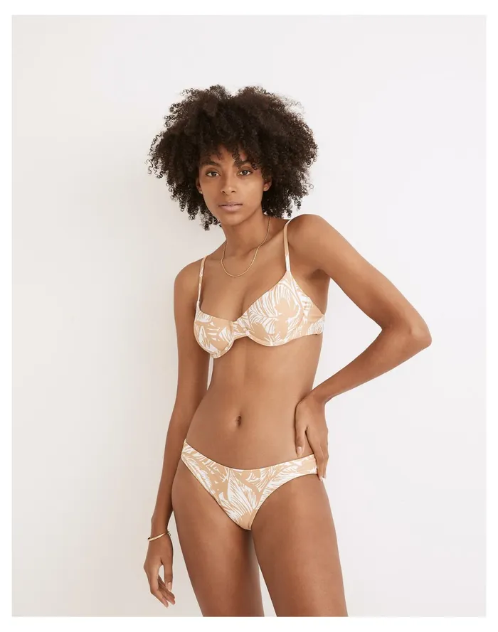 Women Second Wave Underwire Bikini Top In Palm Leaves Earthen Sand Madewell Swim