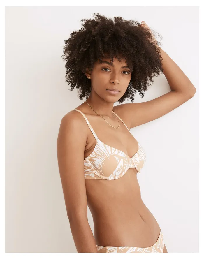Women Second Wave Underwire Bikini Top In Palm Leaves Earthen Sand Madewell Swim Women Second Wave Underwire Bikini Top In Palm Leaves Earthen Sand Madewell Swim
