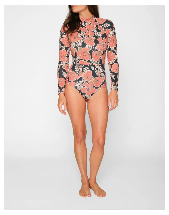 Women Seea Julie Long Sleeve One Piece Surf Suit Pink Multi Madewell Swim