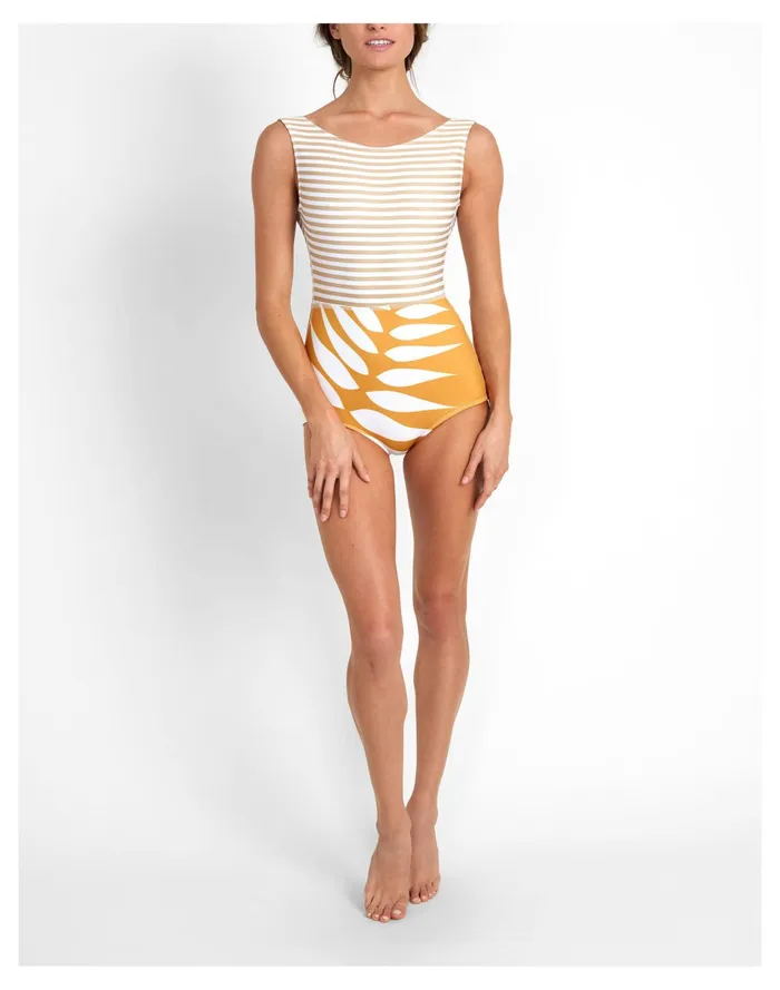 Women Seea Lido One Piece Swimsuit In Print Mix Gold Madewell Swim