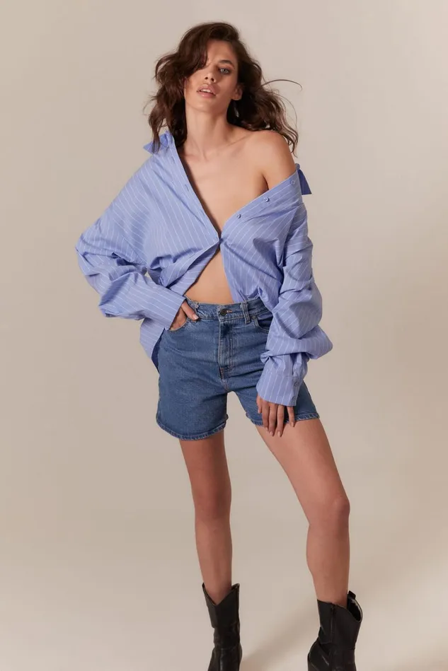 Women Shirts and Blouses Bardot Striped Oversized Shirt In BlueWhite Stripe Bluewhite Stripe Women Shirts and Blouses Bardot Striped Oversized Shirt In BlueWhite Stripe Bluewhite Stripe