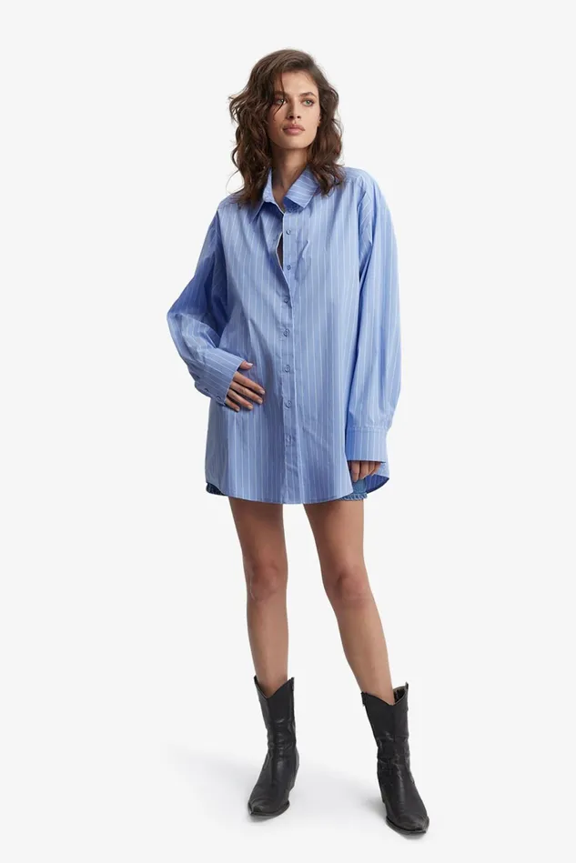 Women Shirts and Blouses Bardot Striped Oversized Shirt In BlueWhite Stripe Bluewhite Stripe Women Shirts and Blouses Bardot Striped Oversized Shirt In BlueWhite Stripe Bluewhite Stripe