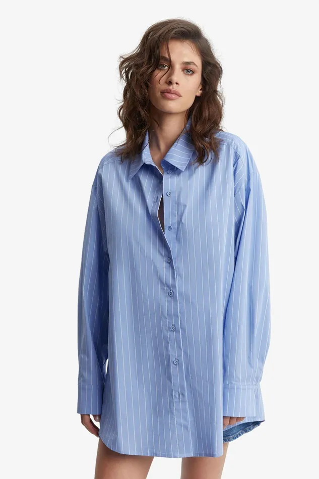 Women Shirts and Blouses Bardot Striped Oversized Shirt In BlueWhite Stripe Bluewhite Stripe Women Shirts and Blouses Bardot Striped Oversized Shirt In BlueWhite Stripe Bluewhite Stripe