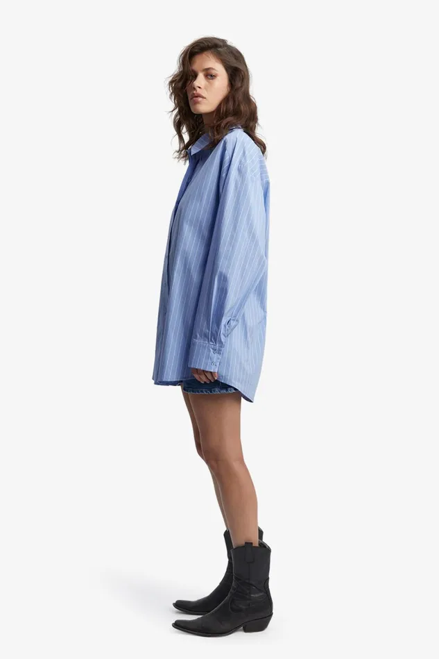 Women Shirts and Blouses Bardot Striped Oversized Shirt In BlueWhite Stripe Bluewhite Stripe Women Shirts and Blouses Bardot Striped Oversized Shirt In BlueWhite Stripe Bluewhite Stripe