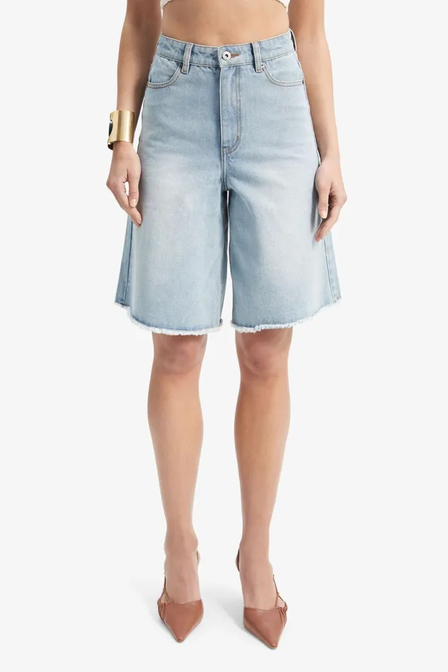 Women Shorts Bardot Forte Long Denim Short In Light Wash Light Wash Women Shorts Bardot Forte Long Denim Short In Light Wash Light Wash