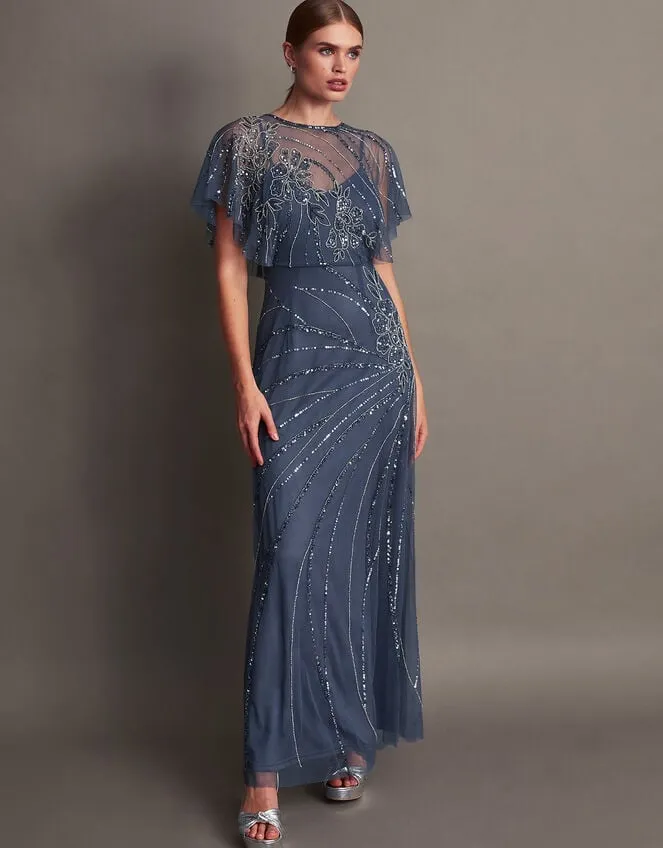 Women Sienna Embellished Maxi Dress Blue Monsoon Occasionwear
