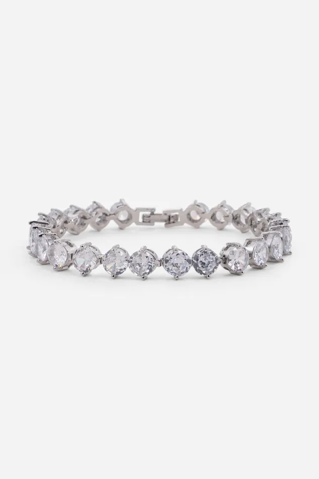 Women Silver Statement Tennis Bracelet Roman Jewellery