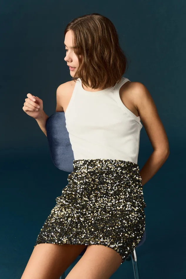 Women Skirt Jaliza Comete Jupe Sequins Dors Des Petits Hauts Dresses and Skirts