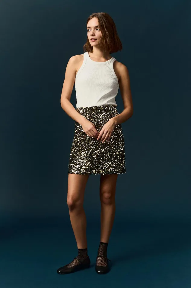 Women Skirt Jaliza Comete Jupe Sequins Dors Des Petits Hauts Dresses and Skirts