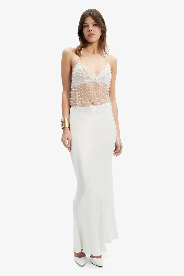 Women Skirts Bardot Isadore Satin Maxi Skirt In Orchid Wht Orchid Wht