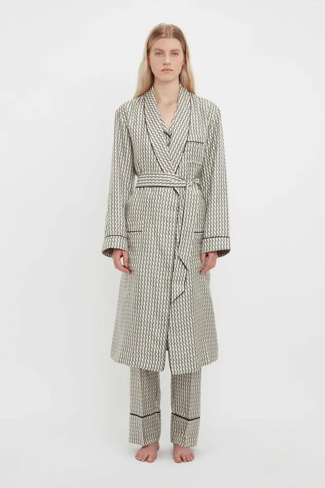 Women Sleepwear Victoria Beckham Pyjama Robe In VB House Monogram Jacquard