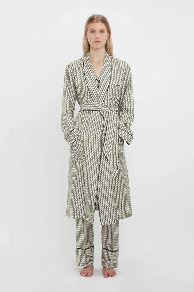 Women Sleepwear Victoria Beckham Pyjama Robe In VB House Monogram Jacquard
