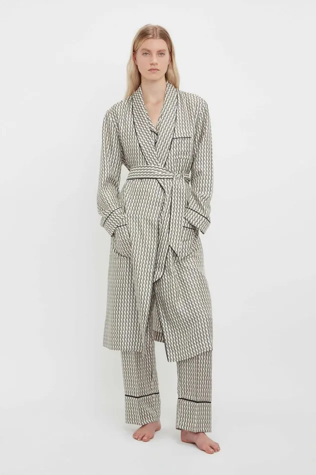 Women Sleepwear Victoria Beckham Pyjama Robe In VB House Monogram Jacquard