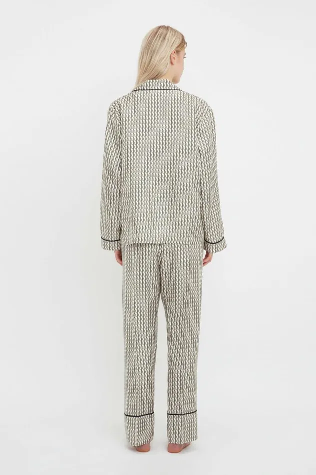 Women Sleepwear Victoria Beckham Pyjama Sleep Set In VB House Monogram Jacquard