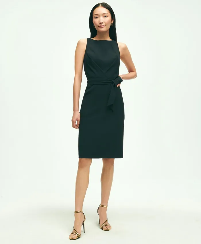 Women Sleeveless Crepe Sheath Dress Black Brooks Brothers Dresses