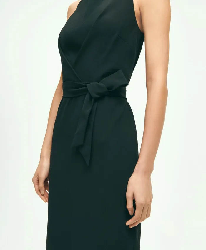 Women Sleeveless Crepe Sheath Dress Black Brooks Brothers Dresses