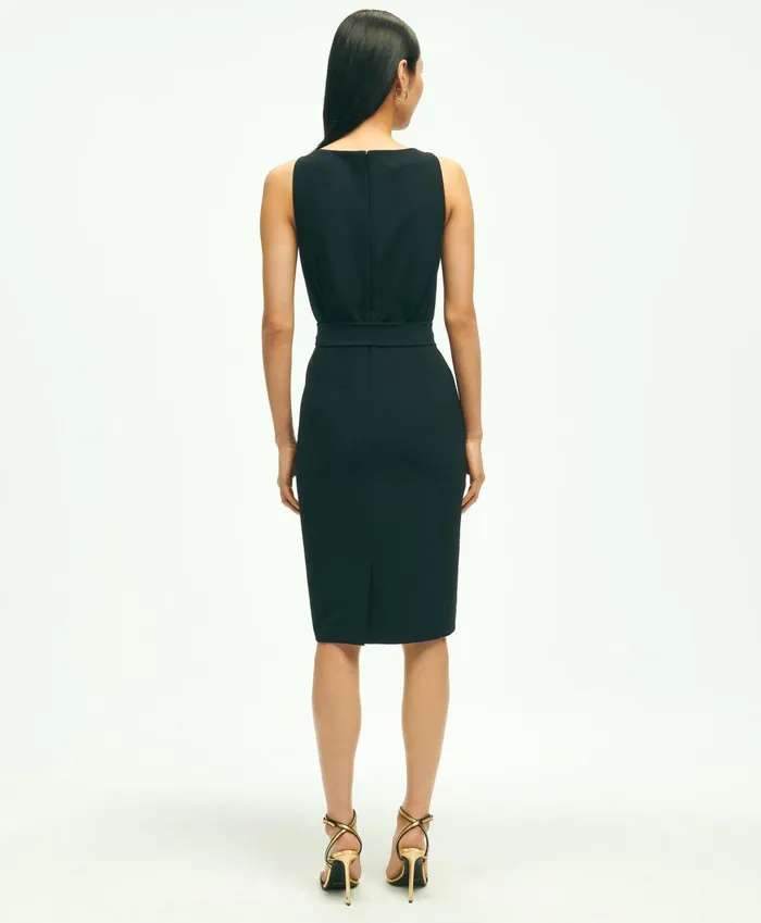 Women Sleeveless Crepe Sheath Dress Black Brooks Brothers Dresses