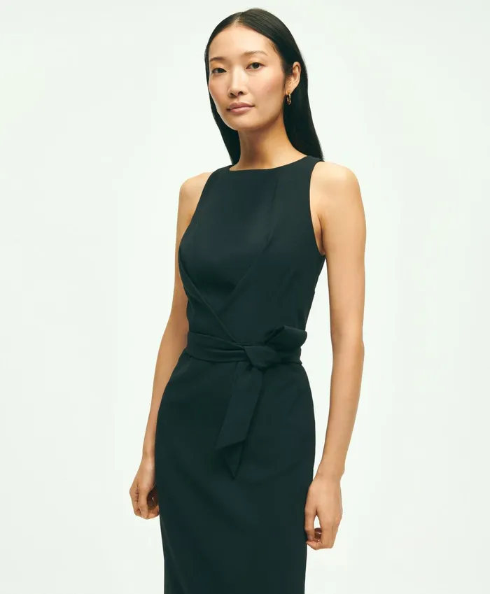 Women Sleeveless Crepe Sheath Dress Black Brooks Brothers Dresses
