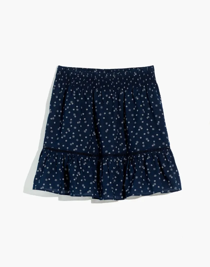 Women Smock Waist Ruffle Mini Skirt In Bandana Flower Twilight Madewell Skirts