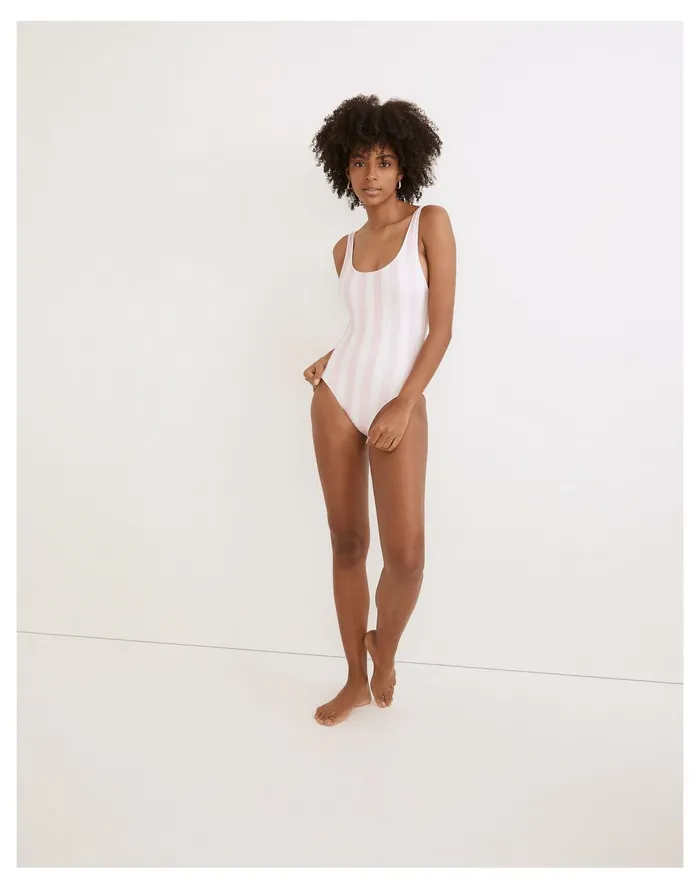 Women Solid and Striped Anne Marie One Piece Swimsuit In Cotton Candy Stripe Cotton Candy Madewell Swim Women Solid and Striped Anne Marie One Piece Swimsuit In Cotton Candy Stripe Cotton Candy Madewell Swim