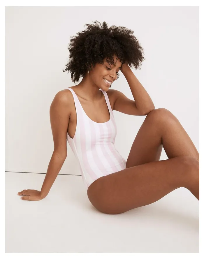 Women Solid and Striped Anne Marie One Piece Swimsuit In Cotton Candy Stripe Cotton Candy Madewell Swim Women Solid and Striped Anne Marie One Piece Swimsuit In Cotton Candy Stripe Cotton Candy Madewell Swim