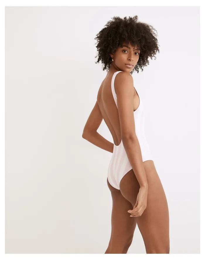Women Solid and Striped Anne Marie One Piece Swimsuit In Cotton Candy Stripe Cotton Candy Madewell Swim Women Solid and Striped Anne Marie One Piece Swimsuit In Cotton Candy Stripe Cotton Candy Madewell Swim