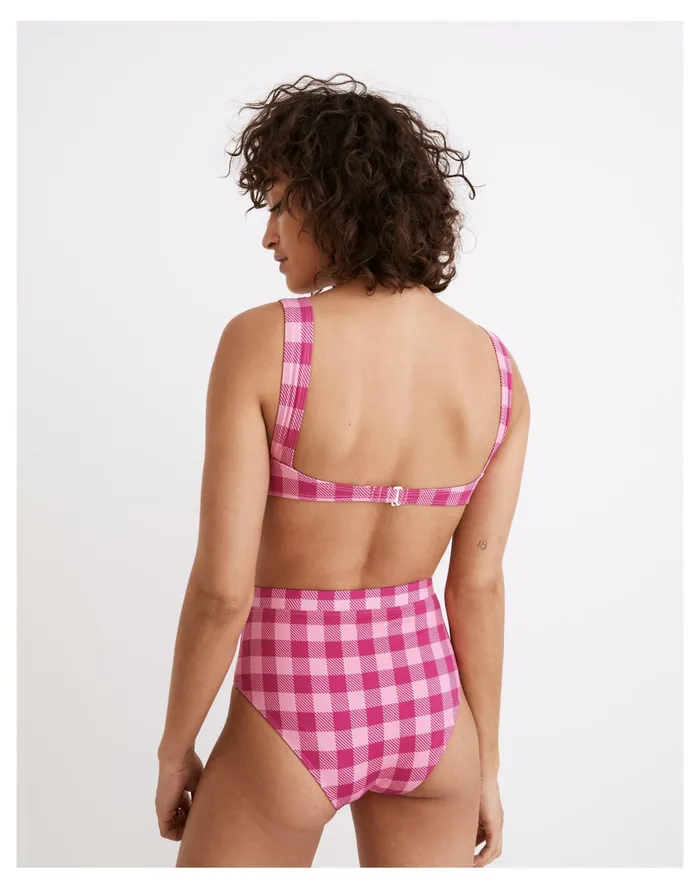 Women Solid and Striped Lilo Bikini Top In Gingham Check Pink Multi Gingham Madewell Swim Women Solid and Striped Lilo Bikini Top In Gingham Check Pink Multi Gingham Madewell Swim