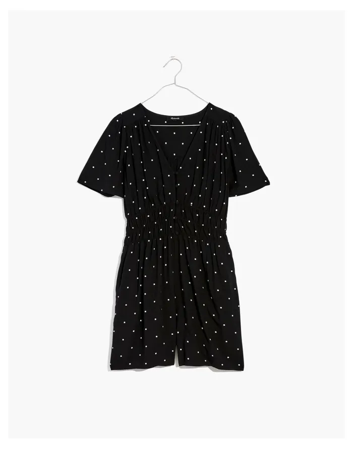 Women Sophia Romper In Square Spot True Black Madewell Jumpsuits and Overalls Women Sophia Romper In Square Spot True Black Madewell Jumpsuits and Overalls