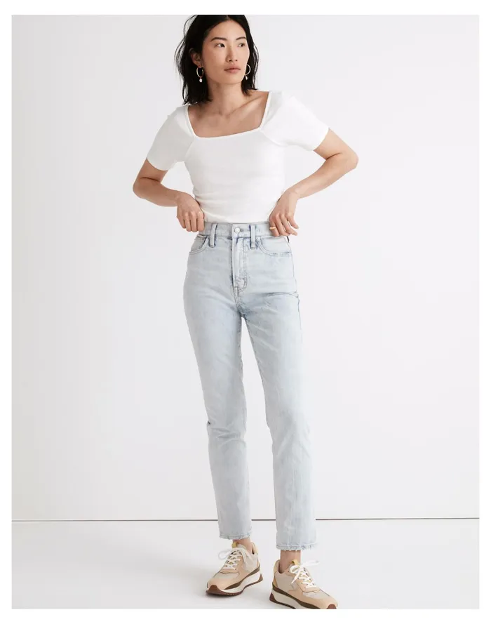 Women Square Neck Baby Tee Bright Ivory Madewell Tees