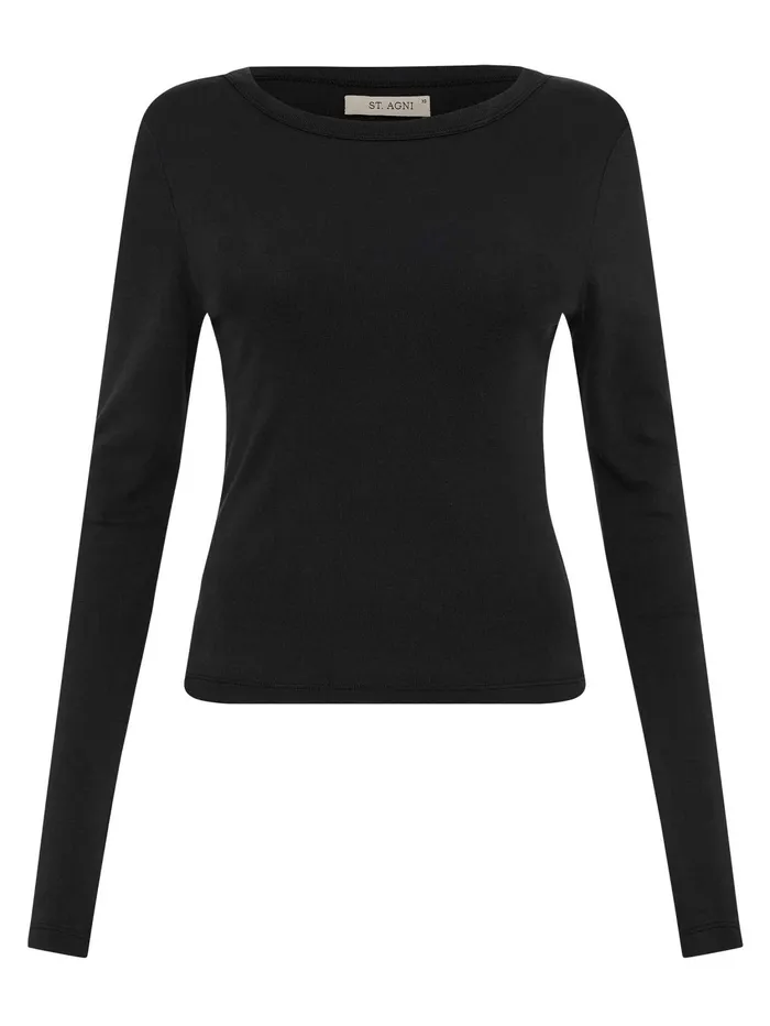 Women St Agni 8211 Organic Cotton Long Sleeve Top In Black The UNDONE Tops